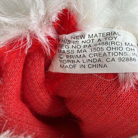 Vintage 3D White BEAR CHRISTMAS STOCKING Green Red Hat Prima Creations - Picture 4 of 5